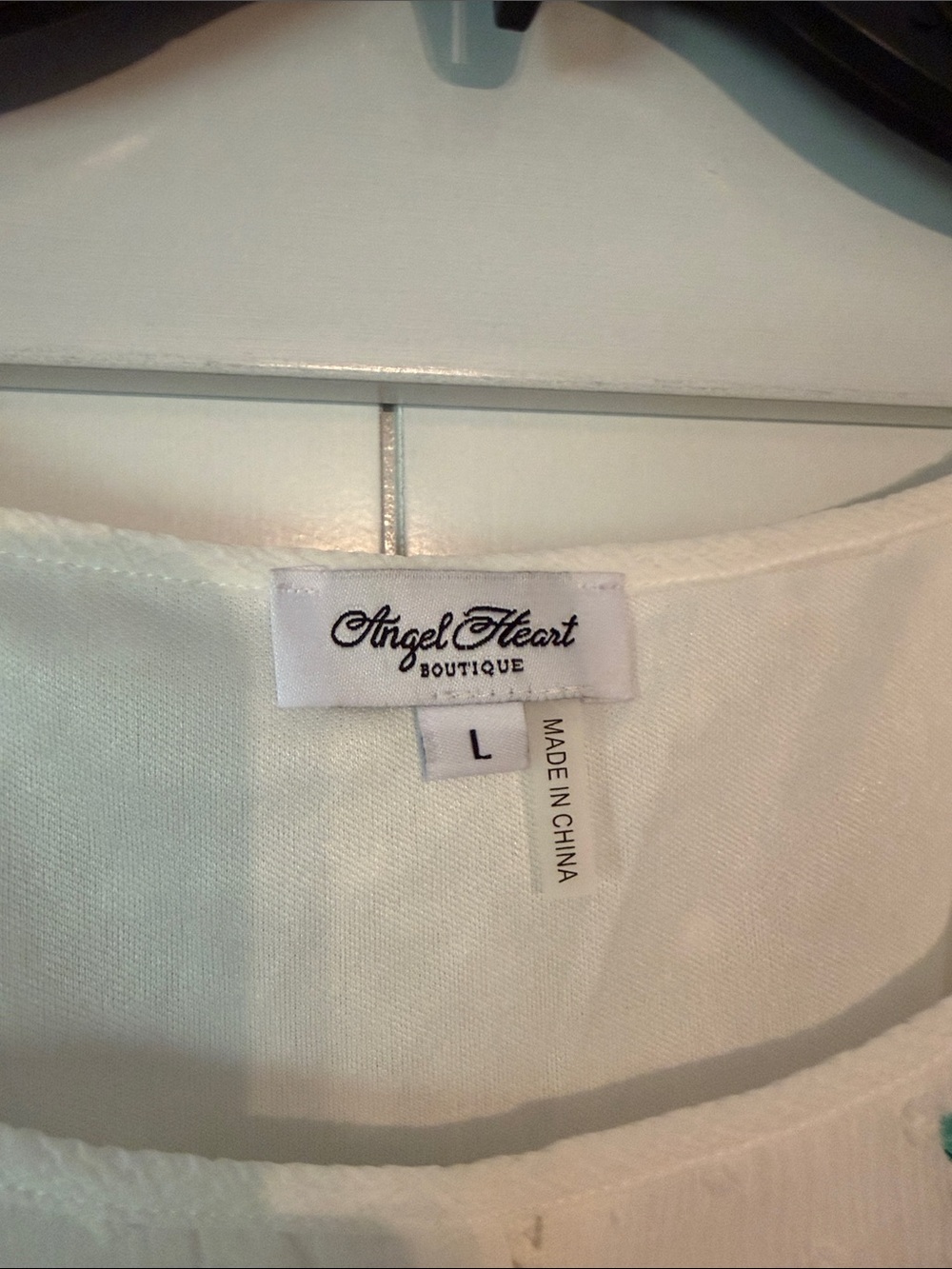 Angel Heart Boutique White Swiss Dot Peasant Blouse with Floral Embroidery - Picture 2 of 3
